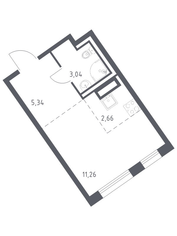 Студия 22,3 м²