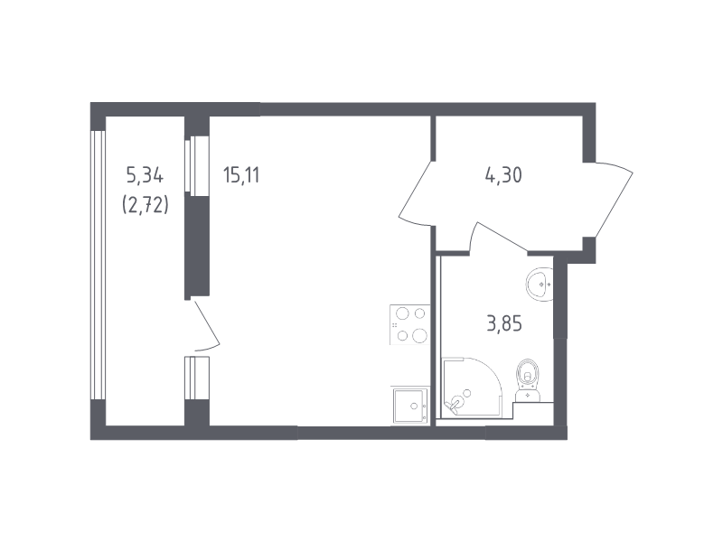 Студия 25,7 м²