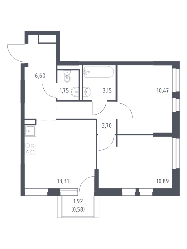 2 ккв 50,5 м²