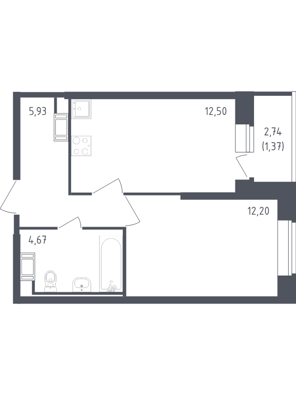1 ккв 36,7 м²