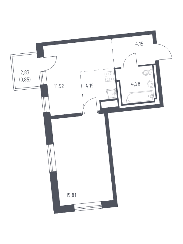 2 ккв (Евро) 40,8 м²