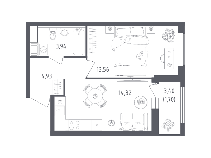 1 ккв 38,5 м²