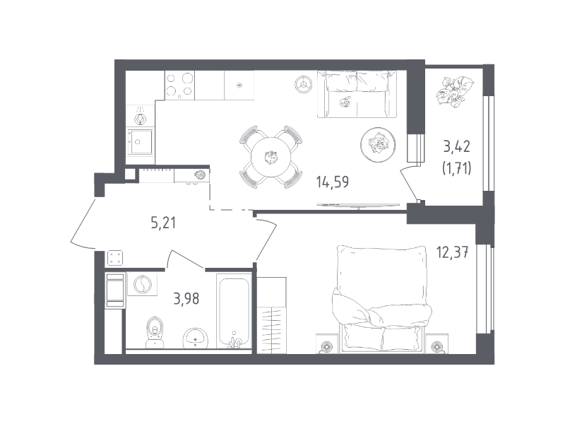1 ккв 37,9 м²