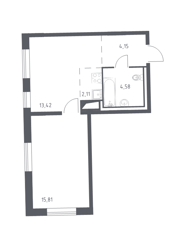 2 ккв (Евро) 39,8 м²