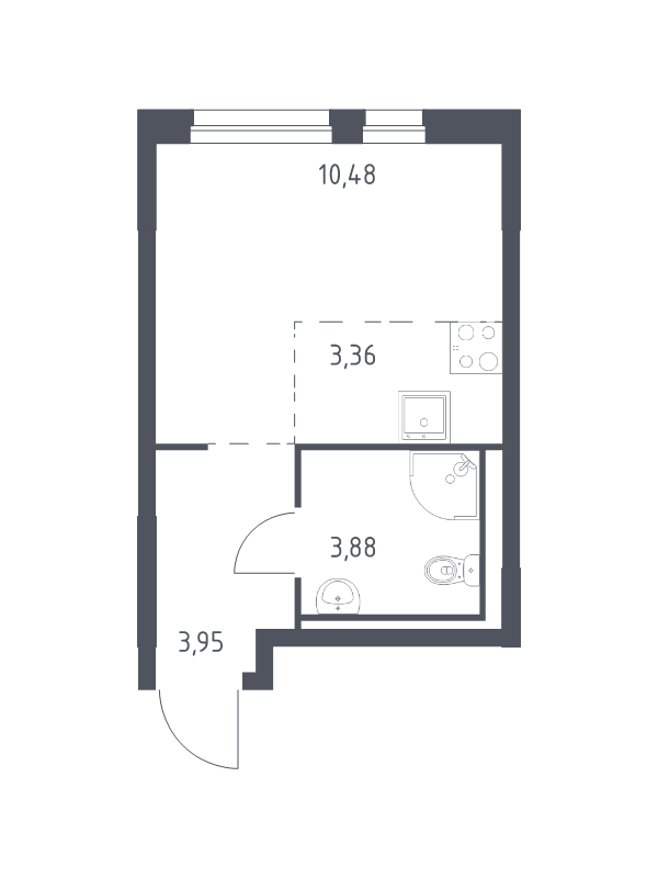 Студия 21,7 м²