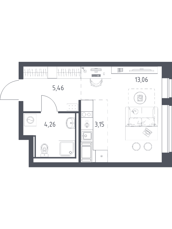 Студия 25,9 м²