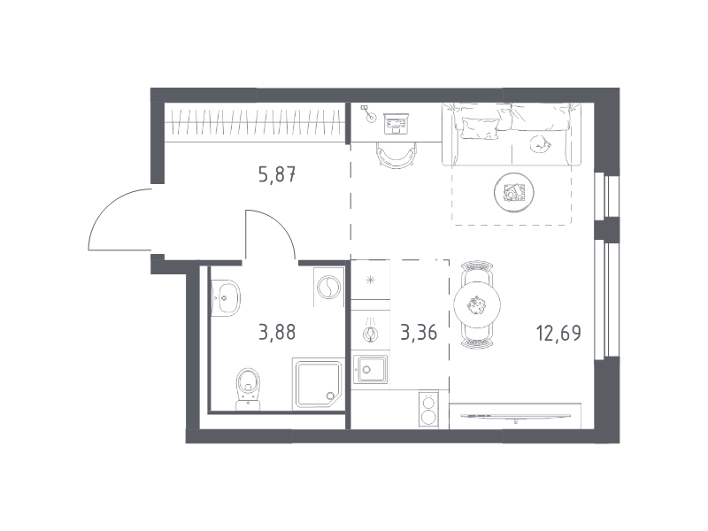 Студия 25,8 м²
