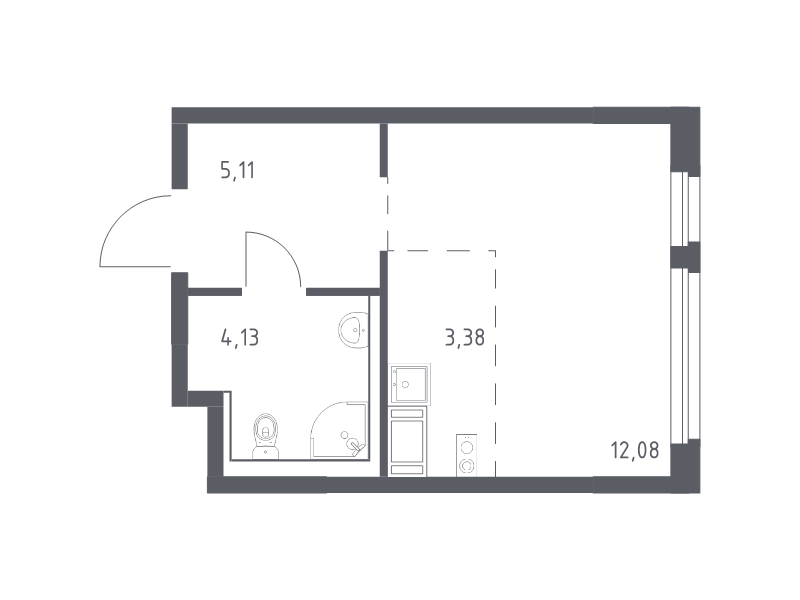 Студия 24,7 м²