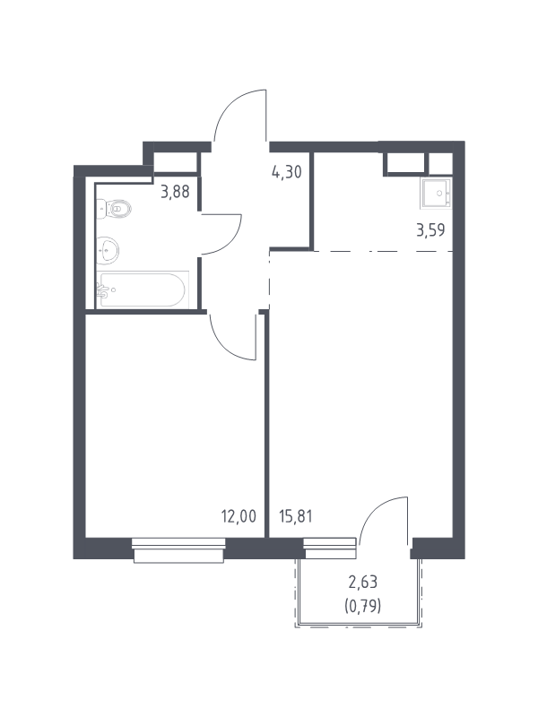 2 ккв (Евро) 40,4 м²