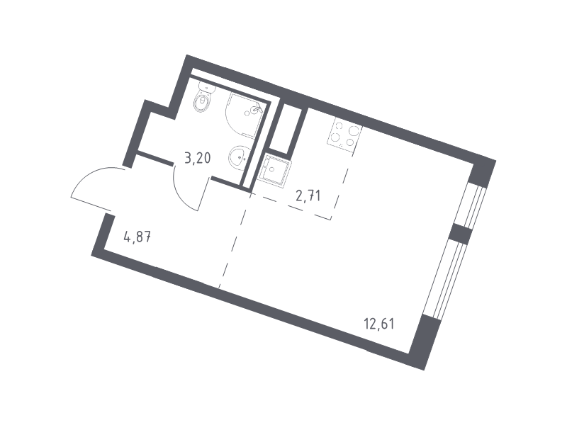 Студия 23,4 м²