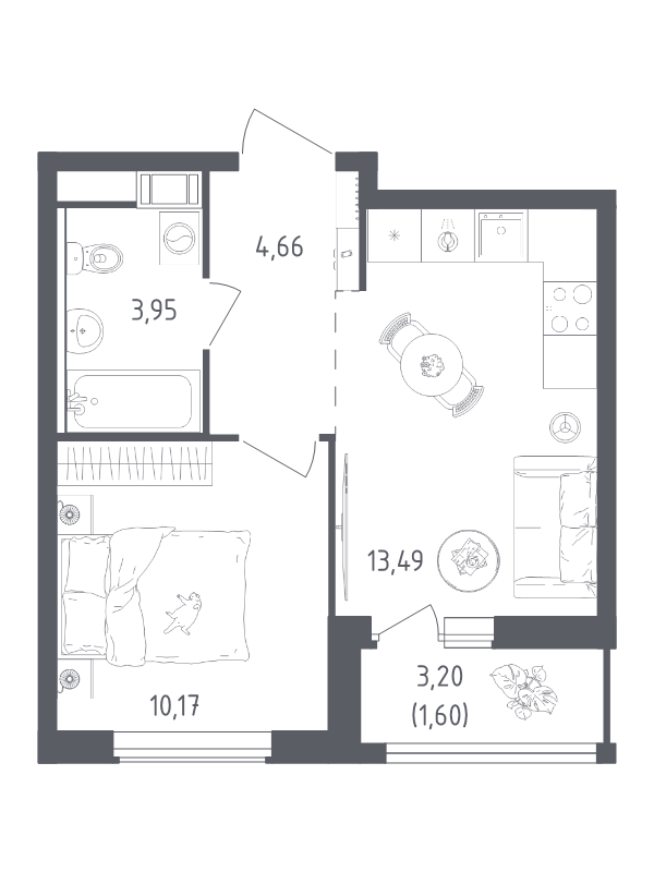 1 ккв 33,9 м²