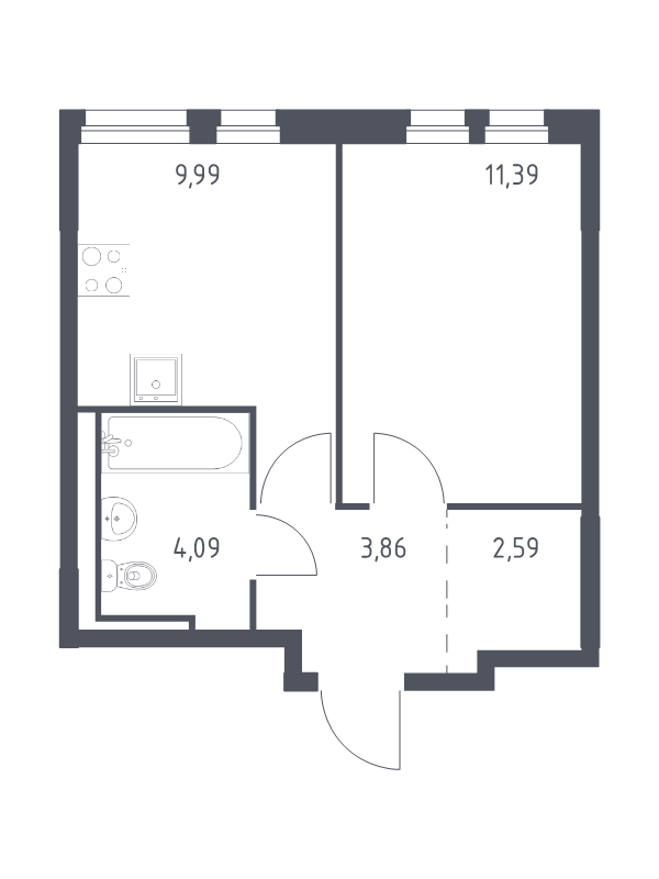 1 ккв 31,9 м²