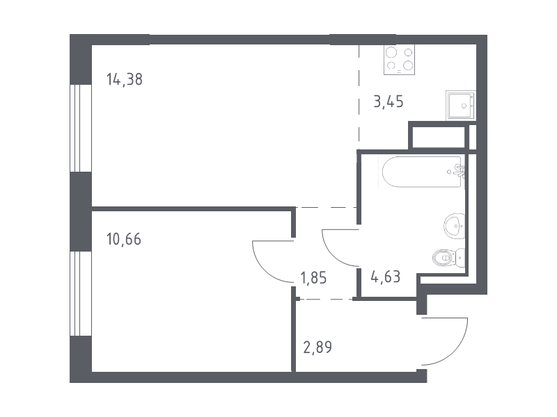 2 ккв (Евро) 37,9 м²