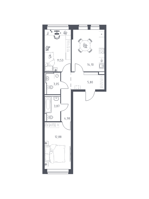 2 ккв 56,2 м²