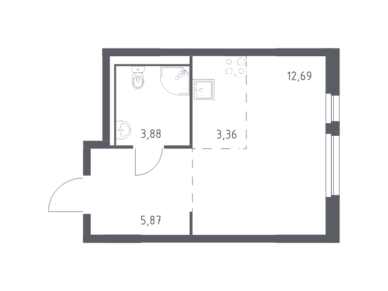 Студия 25,8 м²