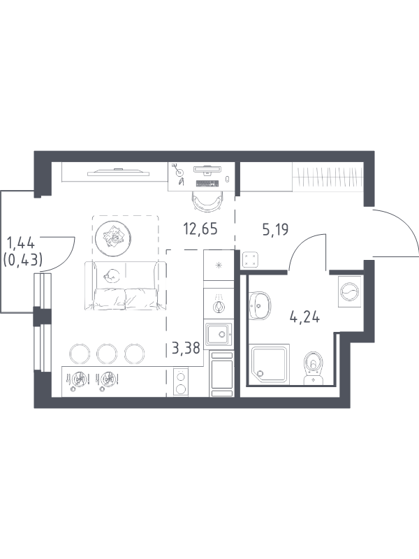 Студия 25,9 м²