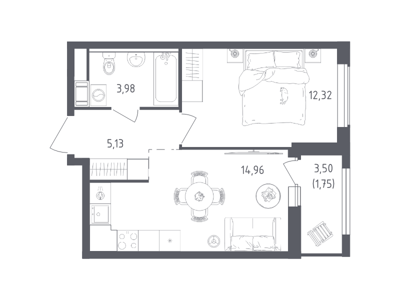 1 ккв 38,1 м²