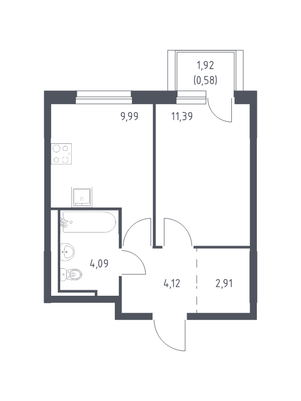 1 ккв 33,1 м²