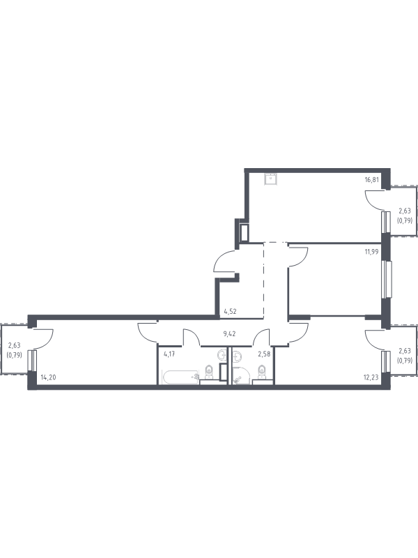 4 ккв (Евро) 78,3 м²