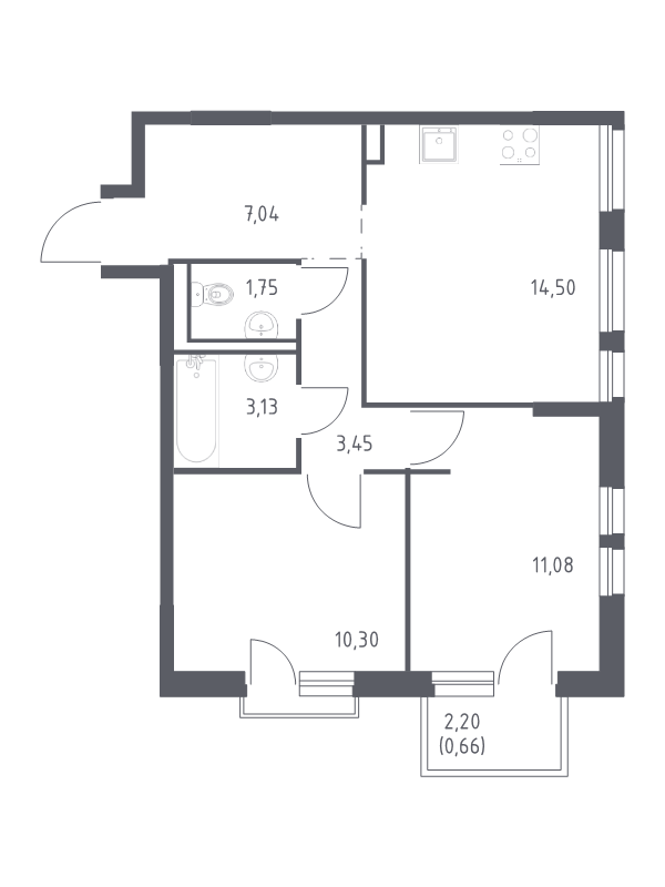 2 ккв 51,9 м²