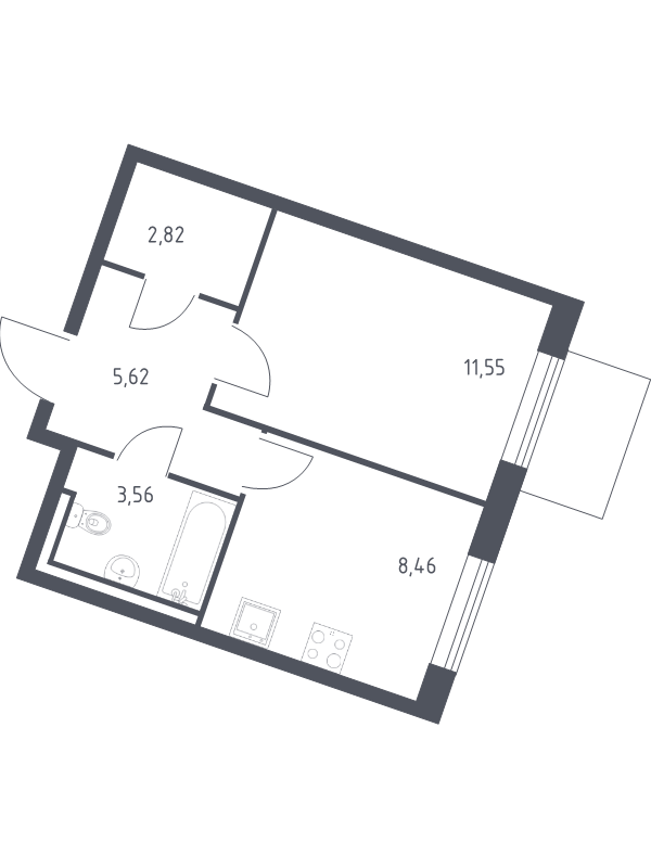 1 ккв 32 м²
