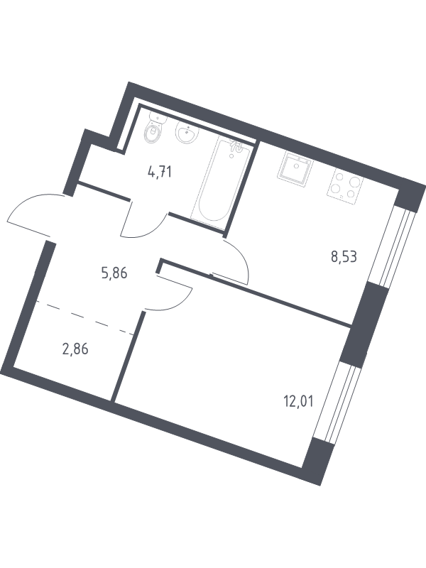 1 ккв 34 м²