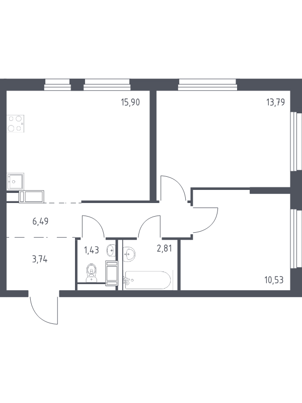 3 ккв (Евро) 54,7 м²