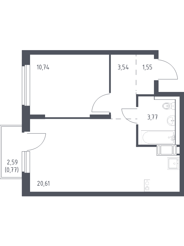2 ккв (Евро) 41 м²