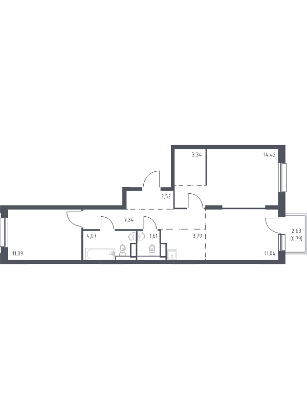 2 ккв 60 м²