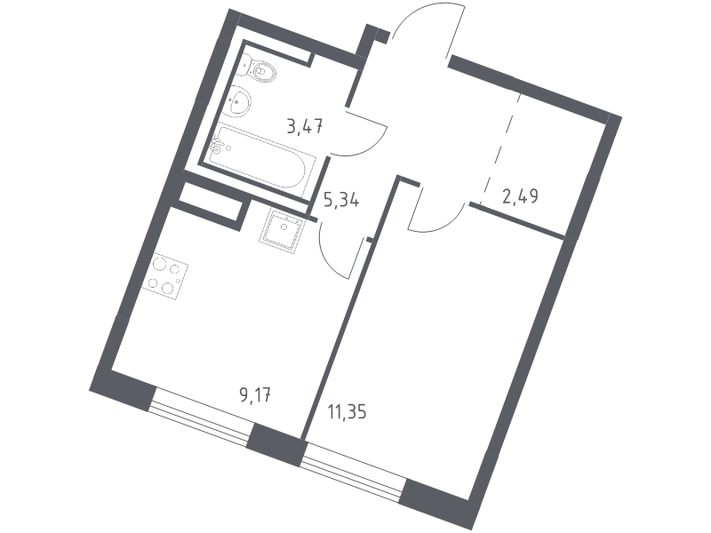 1 ккв 31,8 м²
