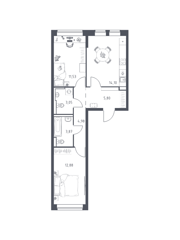 2 ккв 56,2 м²