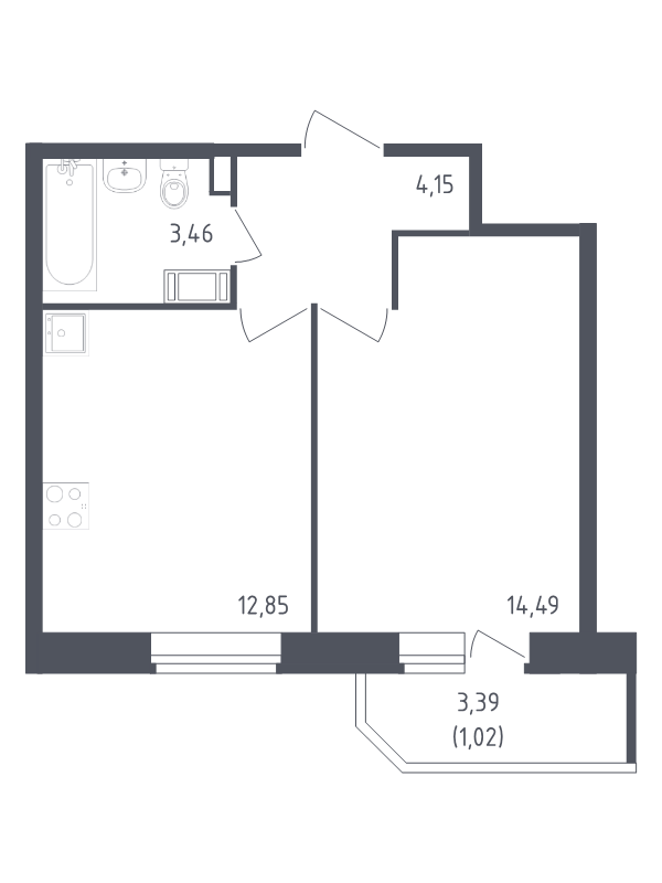 1 ккв 36 м²