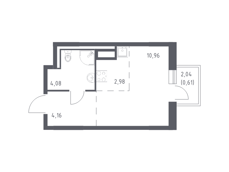 Студия 22,8 м²