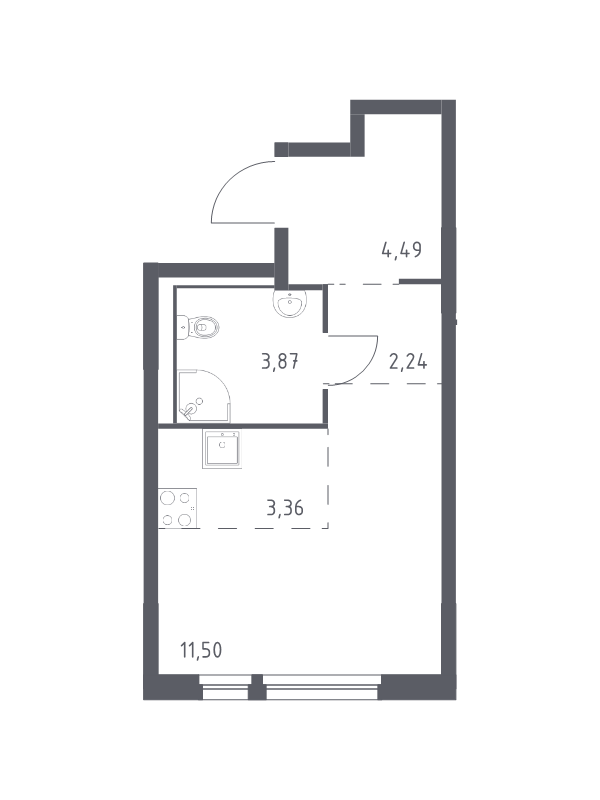 Студия 25,5 м²