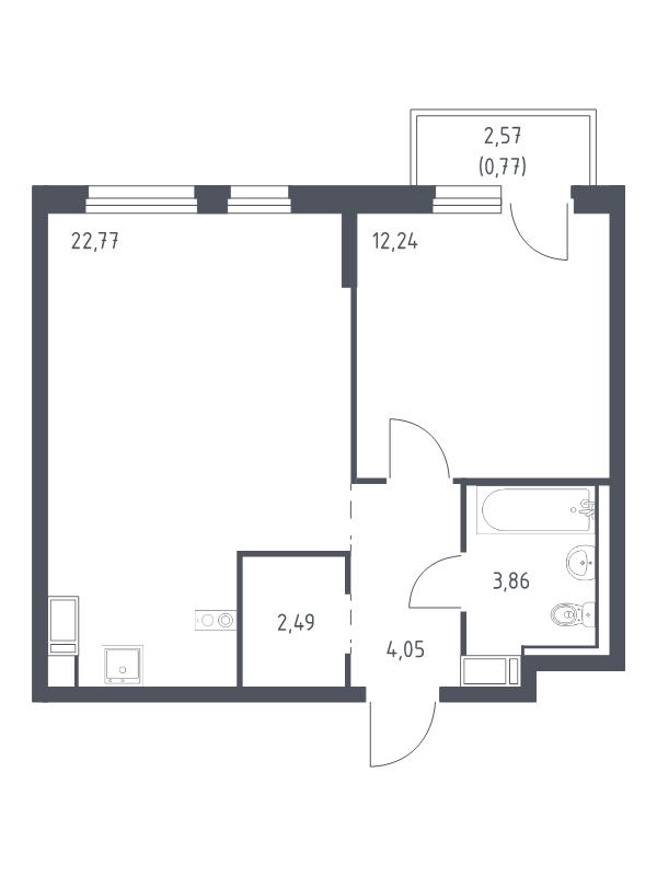 2 ккв (Евро) 46,2 м²