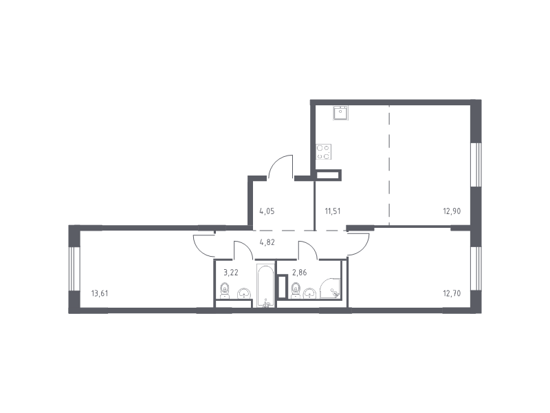 3 ккв (Евро) 65,7 м²