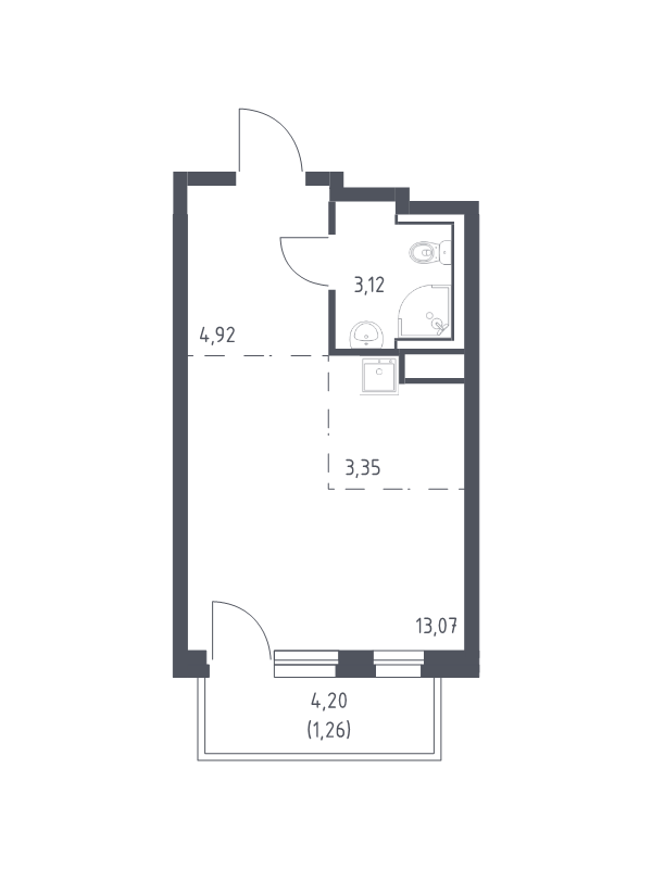 Студия 25,7 м²
