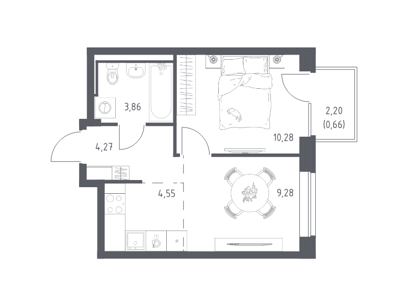 1 ккв 32,9 м²