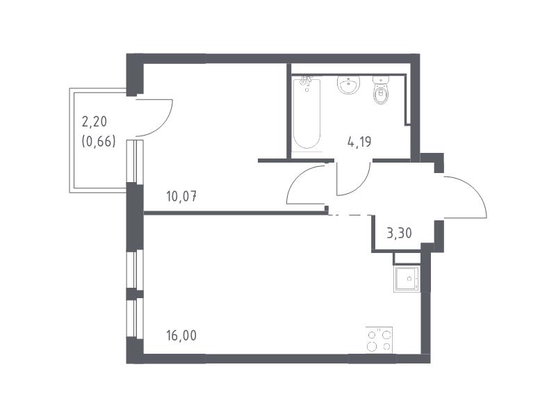 2 ккв (Евро) 34,2 м²