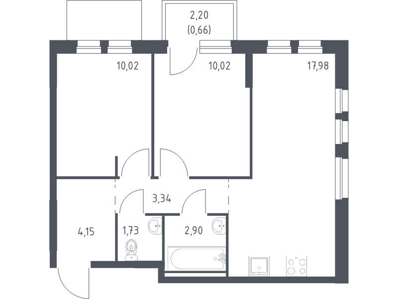 3 ккв (Евро) 50,8 м²