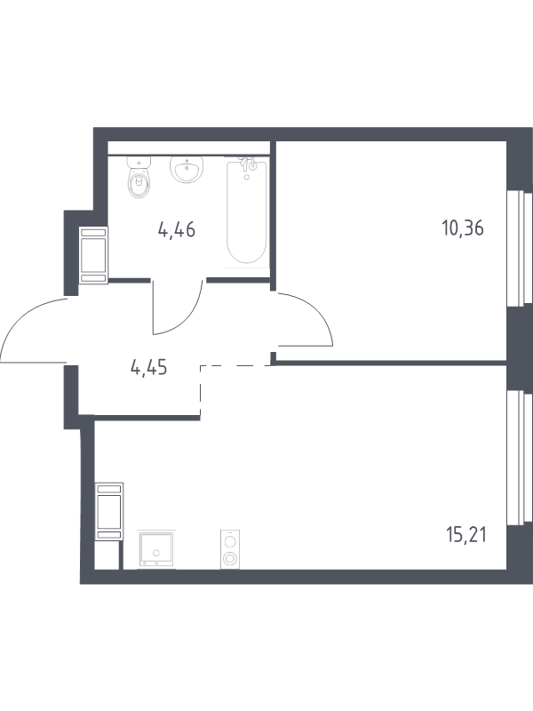 2 ккв (Евро) 34,5 м²