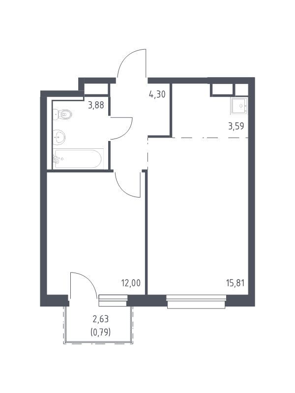 2 ккв (Евро) 40,4 м²