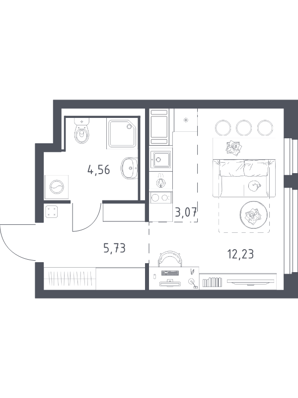 Студия 25,6 м²