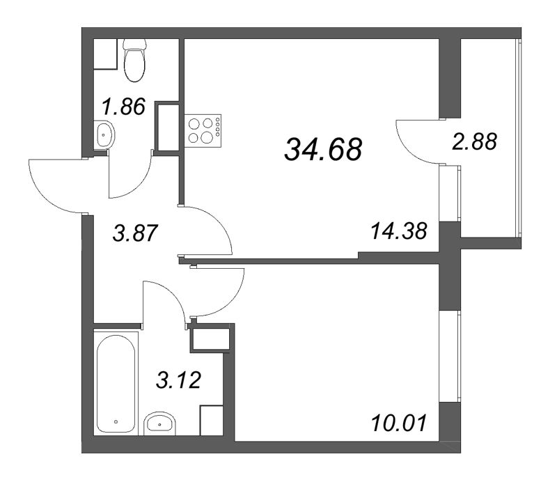 1 ккв 34,7 м²