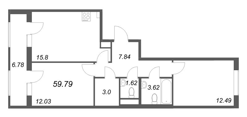 3 ккв (Евро) 59,8 м²