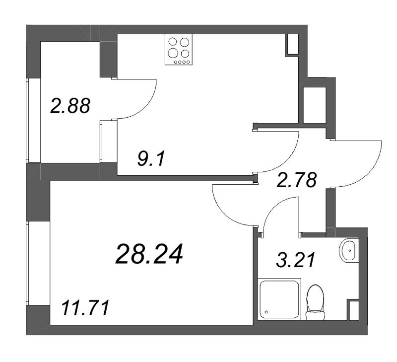 1 ккв 28,2 м²