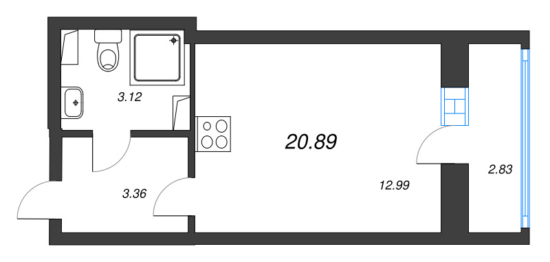 Студия 20,9 м²