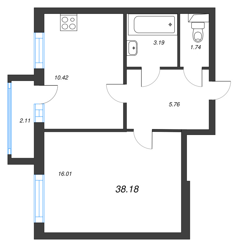 1 ккв 38,2 м²