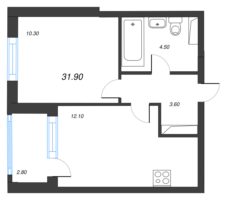 2 ккв (Евро) 31,9 м²