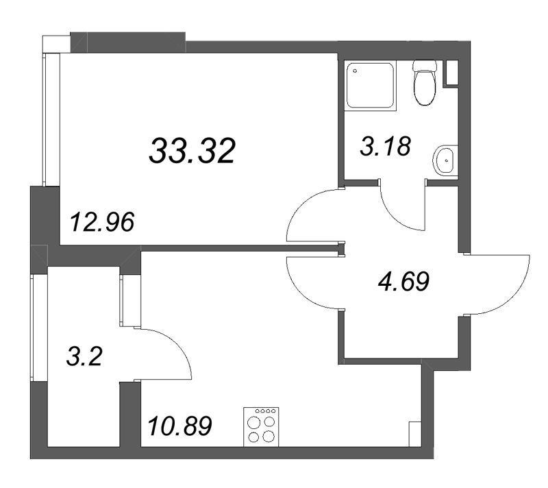 1 ккв 33,3 м²